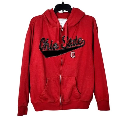 Sudadera con Capucha con Cremallera Ohio State Buckeyes Deletreada Talla Grande Roja J. America Foto 1 de 4