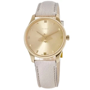 New Gucci G-Timeless Gold Dial Leather Strap Women's Watch YA1264180 $1600 - Picture 1 of 5