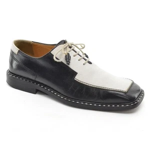Men Mezlan Arona Spectator Oxfords 8.5 M Black White Leather Square Toe Shoes - Picture 1 of 9