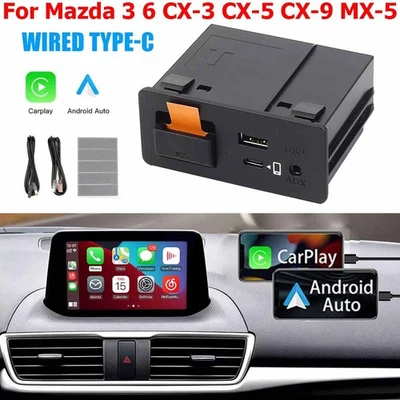 Wired Carplay Android Auto Retrofit Kit Hub Unit For Mazda 3 6 CX-3 CX-5 CX-9 - Imagem 1 de 4