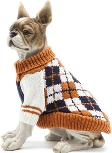 Dog Sweater of The Diamond Plaid Pet Cat Winter Knitwear Warm Clothes Size S - Picture 1 of 7