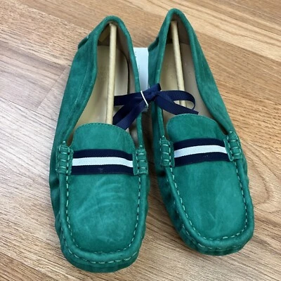 Janie and Jack Gamuza Cuero Zapatos de Conducir Mocasines Verde Niños Grandes Talla 4 NUEVO Foto 1 de 4