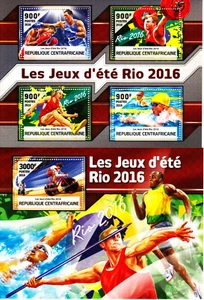 Central African Rep. 2016 Summer Olympic Rio 2016, MNH, perf. 2S/S - Picture 1 of 4