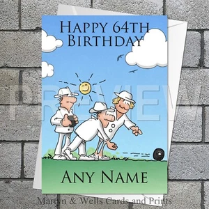 Bowls birthday card. 5x7 inches. Sport. Green Bowls. Personalised plus envelope. - Picture 1 of 6