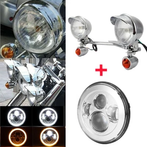 Faro LED 7" DRL alto/bajo + luces de paso barra giratoria para Harley Road King - Imagen 1 de 12
