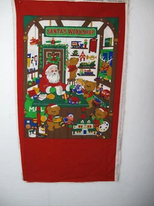 Santa'sWorkshop Door Wall Hanging Christmas Cotton Panel 30" X 18" - Picture 1 of 4