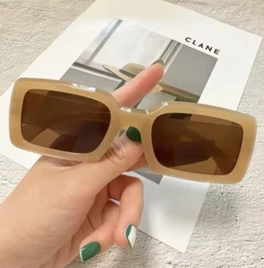 Rectangle Women Sunglasses Beige/Tan Shades - Picture 1 of 2