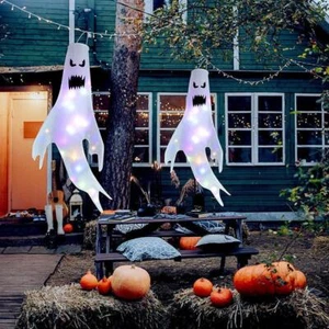 Halloween Ghost Windsocks Spooky Hanging Glowing Ghost with LED Light Home Decor - Picture 1 of 10