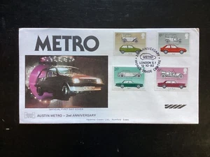 GB 1982 Cars FDC, Benham Brand, Austin Metro, London EC special pmk (K98) - Imagen 1 de 1