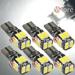 6 LED Lamps 10 SMD 5630 T10 Canbus No Error Lights WHITE Xenon Plate Position - Picture 1 of 1
