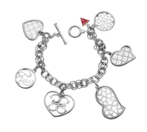 GUESS Bracelet Chaîne / Chaîne de Main Herz-Serie UBB80901 Argenté - Picture 1 of 1