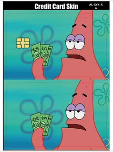 Spongebob Patrick Star Credit Card Smart Sticker Skin Pre-cut Small Chip Debit - Picture 1 of 5