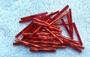 20mm 3/4 " Dark RED TWISTED GLASS BUGLE BEADS Approx 100+ beads - Picture 1 of 1