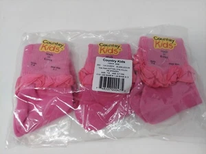 Country Kids Baby Girls' Ruffle 3 Pink Pair Socks Size 4-7 yrs New size 9-10 - Picture 1 of 3