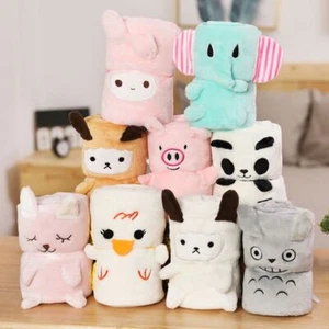 Flannel Air Conditioning Blanket Cartoon Plush Wrap Shawl - Picture 1 of 17