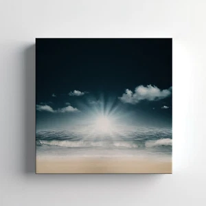Sonnenuntergang über dem Meer Meereslandschaft Leinwandbild Wandbild moderne Wohndeko - Bild 1 von 10