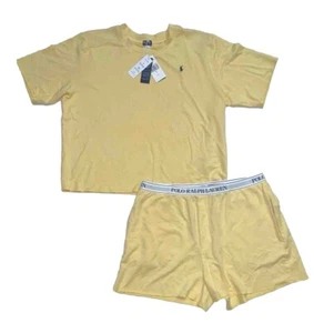 Polo Ralph Lauren Women’s Yellow Organic Cotton Sleep Shirt & Shorts Set Sz L,XL - Picture 1 of 5