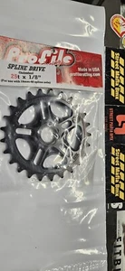 PROFILE BMX bike SPROCKET BLACK 19mm 48 SPLINE DRIVE 25t GEAR chainring USA new - Picture 1 of 2