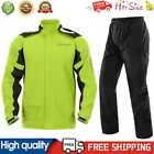 SULAITE Motorcycle Rain Jacket + Rain Pants with Shoe Covers Green (XXL)
