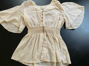 Blusa campesina boho bordada vintage años 70 Rag O Muffins San Francisco - Imagen 1 de 7