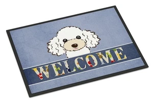 Caroline's Treasures BB1443MAT White Poodle Welcome Door Mat, Indoor Rug or - Picture 1 of 7