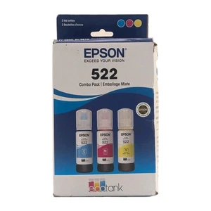 Genuine Epson 522 Ink Bottles 3 Pack for ET-2720 ET-2800 ET-2803 ET-4700 - New - Photo 1/6