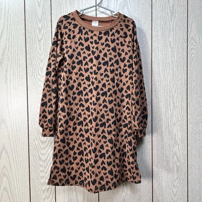 Carter Kid 女孩 7 棉心形运动衫连衣裙棕色黑色学校教堂二手状况完好 — 第 1/4 张图片