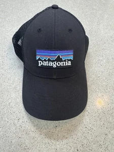 Patagonia Hat Cap Snapback Adult Black Line Logo Ridge Lopro Mesh Trucker Mens - Picture 1 of 7