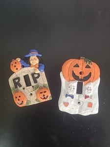 Vintage 90er Halloween Hexe RIP & Geist Kürbis Haus Lichtschalter Platte Abdeckung  - Bild 1 von 13