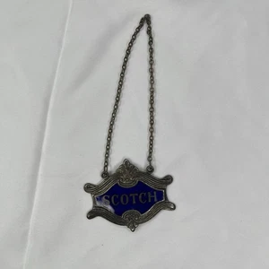 Scotch Silver Tone with Blue Enamel Plaque made in England, vintage, decorative. - Picture 1 of 7