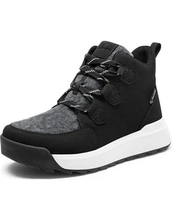 New AIRHAS Black/White Faux Suede Water-Resistant Ankle Boots-10 - Afbeelding 1 van 9