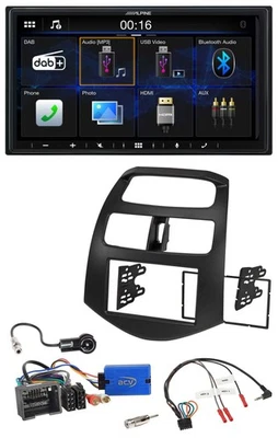 Alpine Bluetooth 2DIN Lenkrad DAB USB Autoradio für Chevrolet Spark 2013-2015 - Bild 1 von 4