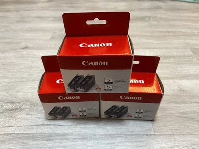 LOTE de 3 cartuchos de tinta negros OEM Canon 5 PGBK 2 paquetes nuevos Foto 1 de 3