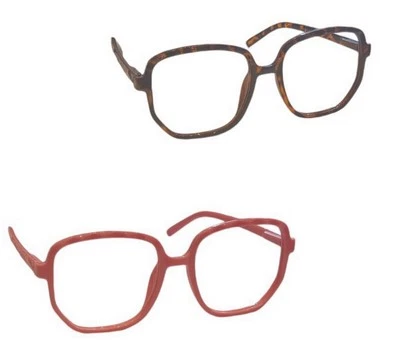 FADS & FASHIONS LIMITED Ovale große gerahmte Retro Lesebrille Damen Federscharniere rosa Schildpatt DX102