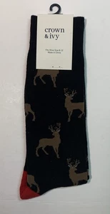 Crown & Ivy Men’s Socks  Sz 8 - 12  Deer Hunting  Machine Cotton/nylon Cotton Bl - Picture 1 of 5