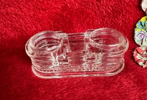 Vintage Clear Glass Two Hole Candle Holder - Picture 1 of 5