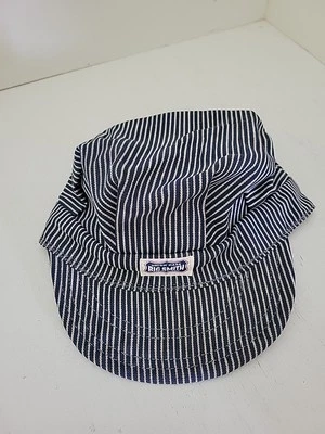 Vintage Big Smith Train Conductor Hat Blue Hickory Stripe Made USA Sanforized - Image 1 of 4