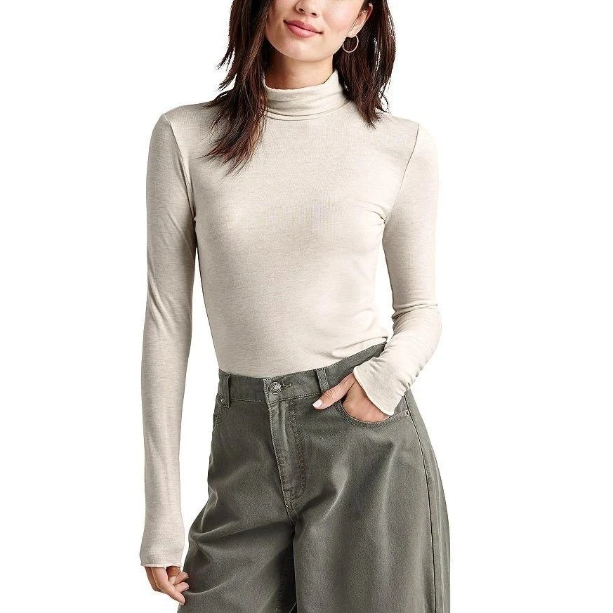 Espléndida camiseta informal de cuello alto de bambú brezo roble pálido para mujer talla S Foto 1 de 4