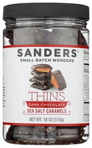 Sanders Dark Chocolate Sea Salt Caramel Thins, Kosher, 18 Ounce (Pack of 6) - Picture 1 of 7