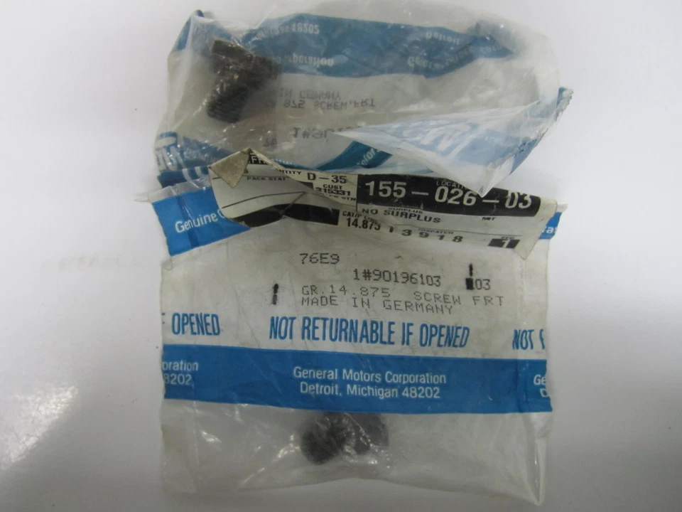 88-93 庞蒂亚克莱曼安全带螺栓一对 (2) NOS 90196103 — 第 1/1 张图片