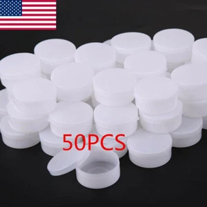 50PCS Useful White Plastic Cosmetic Sample Container 10g Jars Pot Small Empty - Picture 1 of 9