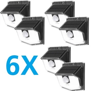 6x Solarlampen für Außen IP67 3 Modi Bewegungsmelder Wasserdicht 60LEDs KlasseE - Bild 1 von 9