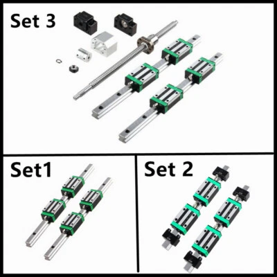 HGR20 HGR15 Linear Guide Rail 200-2000mm+BallScrew SFU1605/1204/2005 BK/BF12 Set