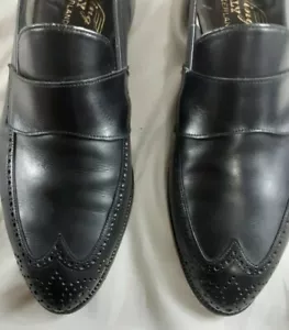 EXTRA Souple Wing Bally Slip On Wing Tip Loafer Black Arbedo 9 D - Imagen 1 de 11