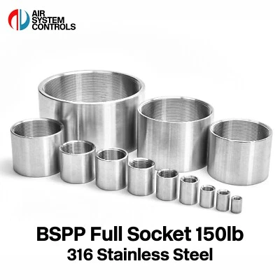 BSPP Full Socket Female 150lb - 316 Stainless Steel High-Pressure Pipe Fittings - Image 1 of 4
