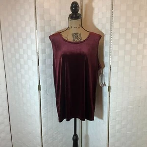 notations burgundy velvet sleeveless plus size blouse 1X - Picture 1 of 7
