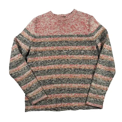 Express Sweater Mens Small Vintage Pullover Crewneck Heavyweight Striped Red - Image 1 of 3