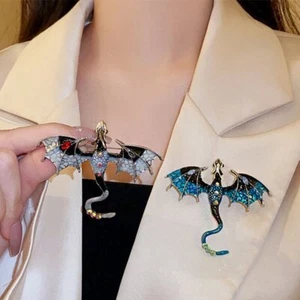 Flying Dragon Brooch Pin Crystal Enamel Retro Jewelry Women Men Party Gift - Picture 1 of 16