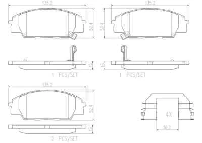 For Acura RSX Honda Civic S2000 Front and Rear Ceramic Brake Pads Set Kit Brembo - Изображение 1 из 4