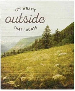 Hallmark Wooden Wall Plaque "It's What's Outside That Counts", 8x10 Art Mountain - Picture 1 of 1